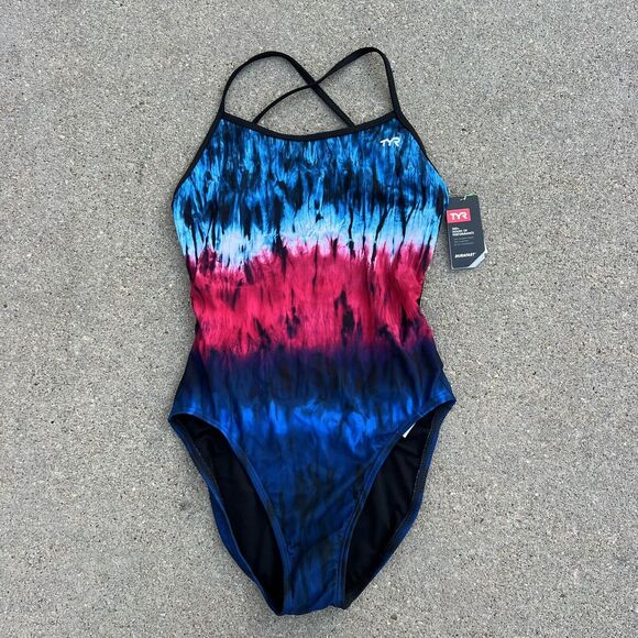 TYR Diffusion Trinity Fit One Piece Swimsuit women’s XL (36) NWT RED WHITE BLUE - Picture 3 of 9